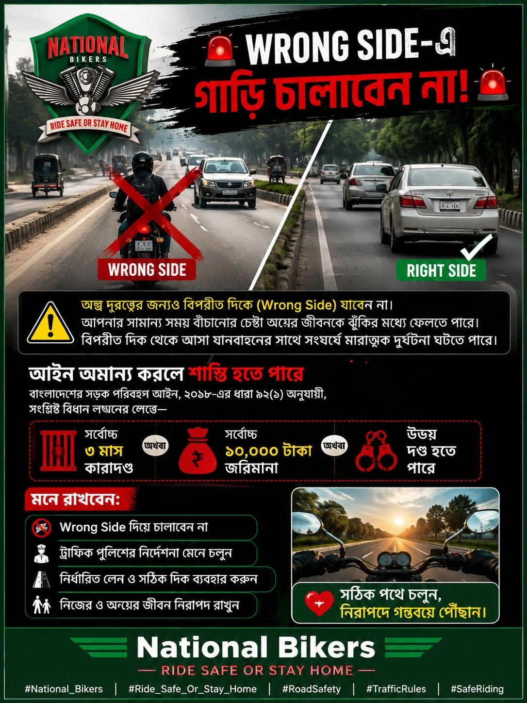 উল্টো পথেবাইক চালালে শাস্তি কী আইন জরিমানা ও নিরাপদ নিয়ম